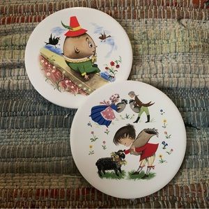 Vintage Old Foley James Kent Nursery Rhyme trivets - set of two